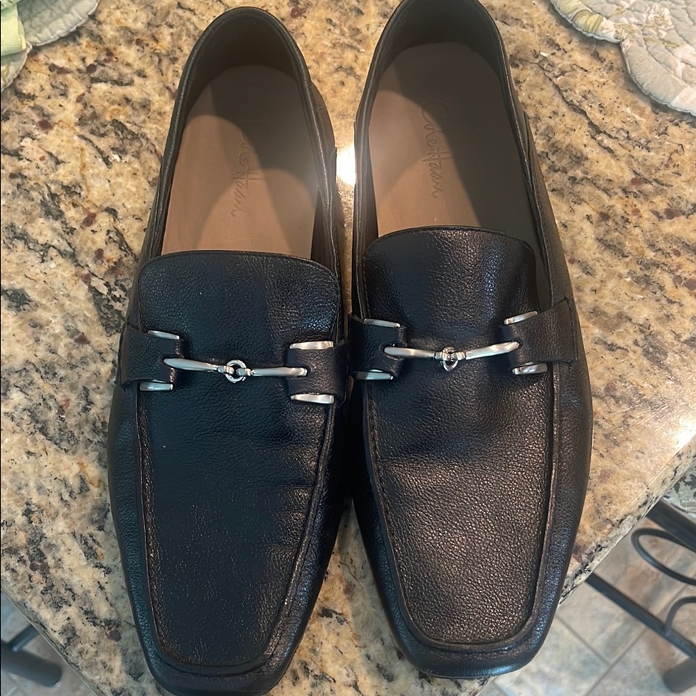 Cole Haan Black Leather Loafers Silver Horsebit Buckle Shoes Mens Size 11